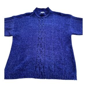 Jessica Sport Sweater Vintage Plus Size Chenille Mock Neck Cable Front - Size 18